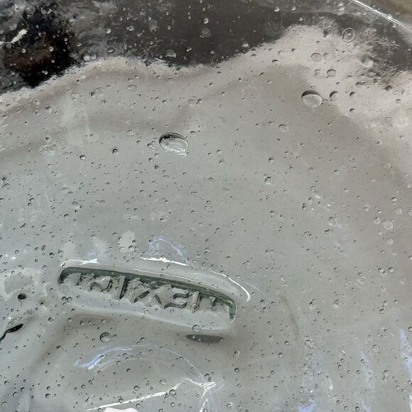 Hand Blown Glass Canister Mexico with lid Blue Rim Biscuit Cookie Jar 6”x4” Farm - Picture 10 of 16